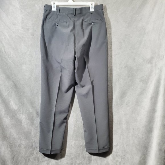 Croft & Barrow Pleated Comfort Waist Gray Mini Hounds Tooth 33"/30" - Picture 7 of 13